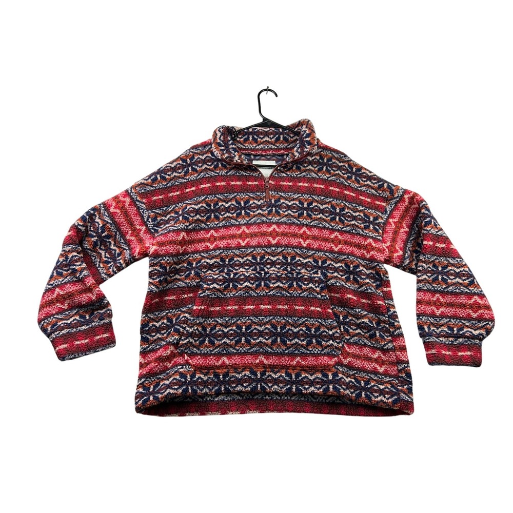 American Eagle Sherpa Fleece Pullover M Fair Isle Quarter Zip Southwestern
